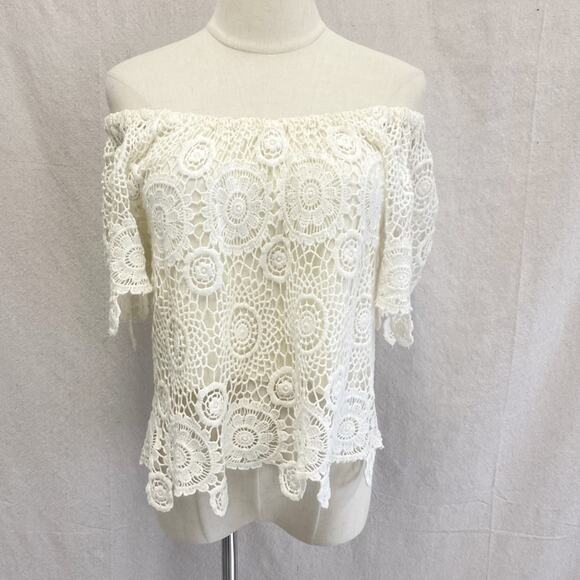 Nightcap by Carisa Brambles Carmen ivory crochet top Size 2 US Size Small - Picture 2 of 16